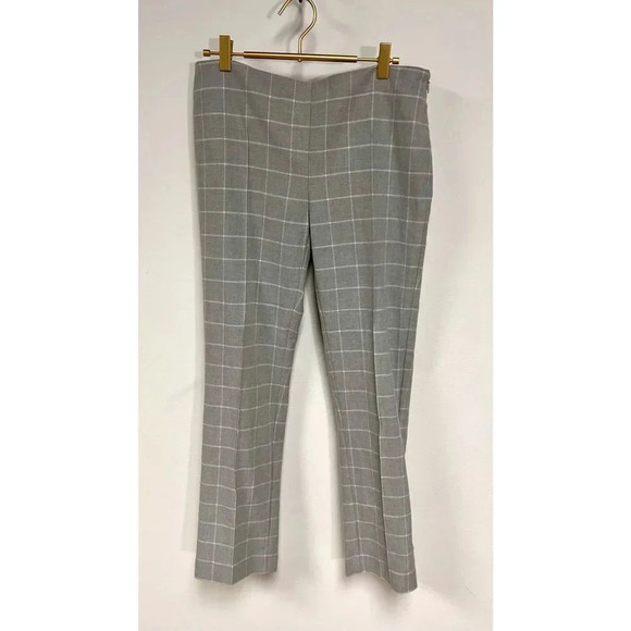Cartonnier Windowpane Flat‎ Front Straight Leg Trouser Pants Gray White Size 6 - Picture 1 of 10